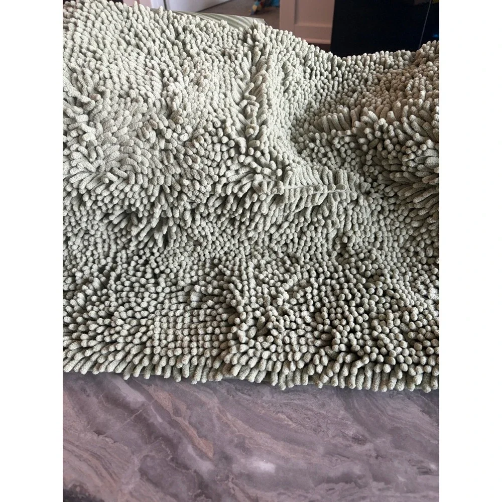 Shaggy Microfiber Bath Mat Rug Soft Absorbent Non-Slip Sage Green